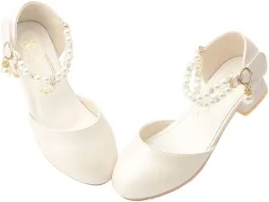 Toddler Flower Girls Dress Shoes Wedding Party School Glitter Low Heel Mary Jane Princess Pumps Sandals for Little Kids