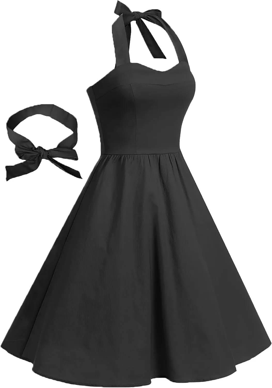 Topdress Women'sVintage Polka Audrey Dress 1950s Halter Retro Cocktail Dress