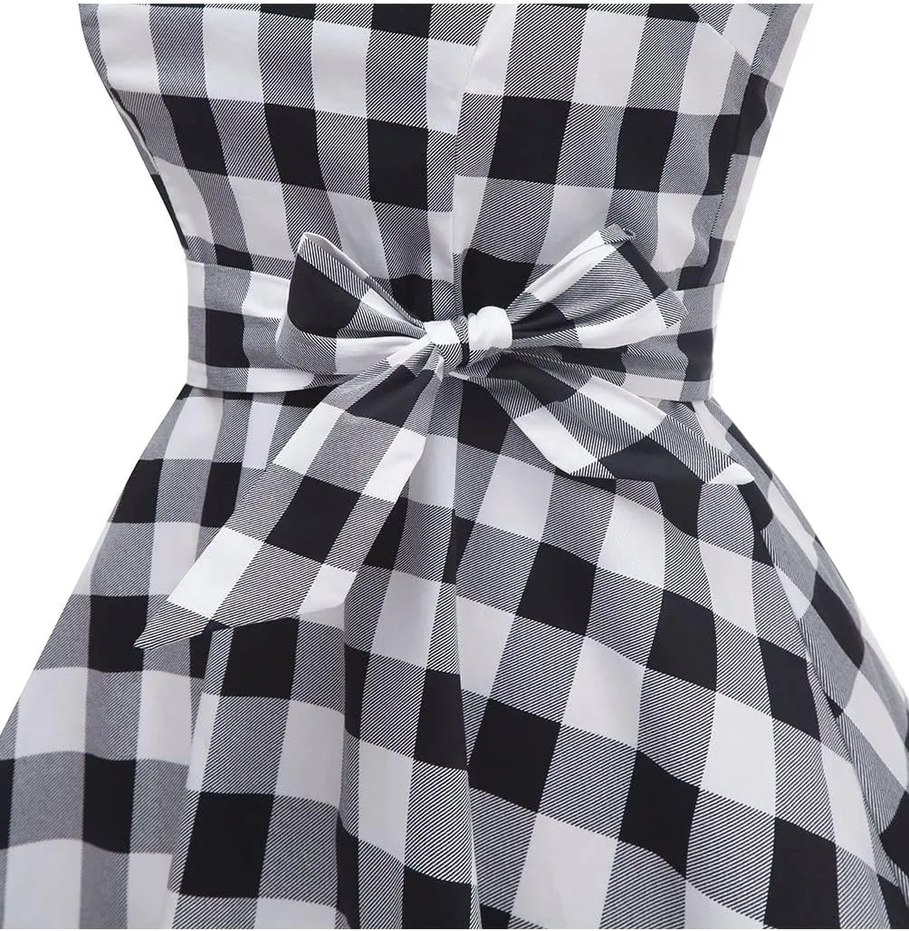 Topdress Women'sVintage Polka Audrey Dress 1950s Halter Retro Cocktail Dress