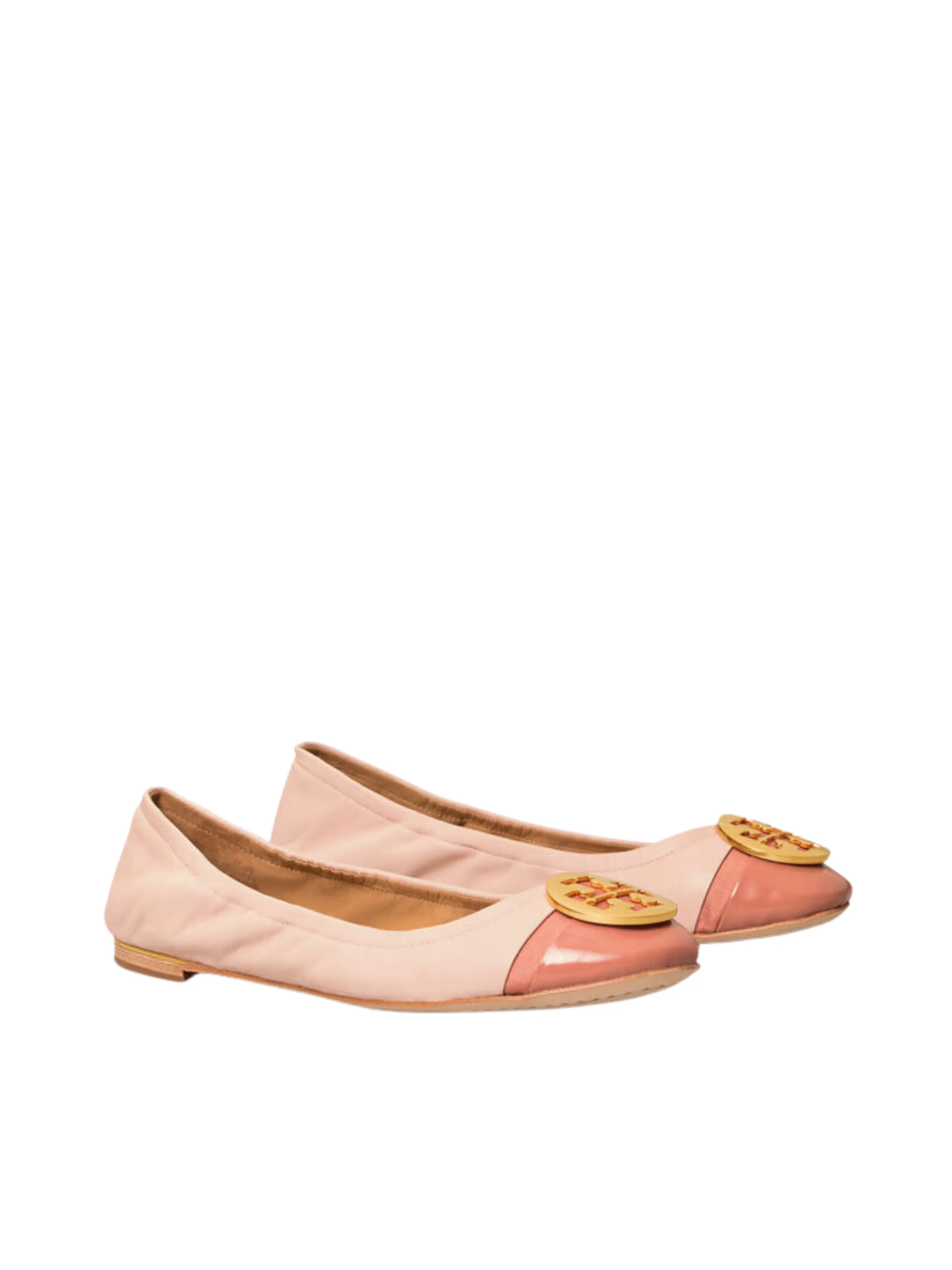 Tory Burch Minnie Patent Cap-Toe Ballet Flat Sea Shell Pink