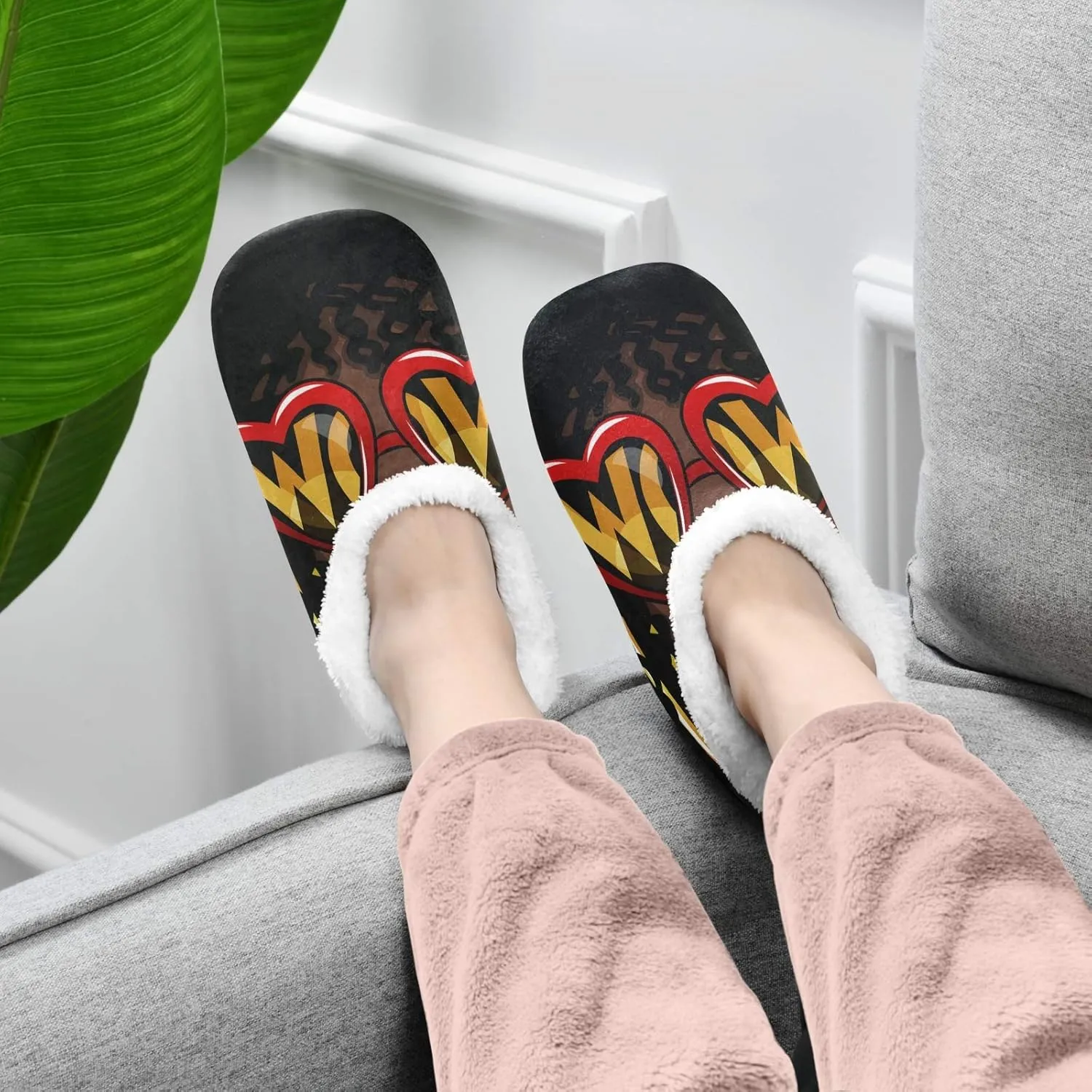 Unisex Fuzzy House Slippers Memory Foam Warm Slip Shoes Fur Lining M-XXL