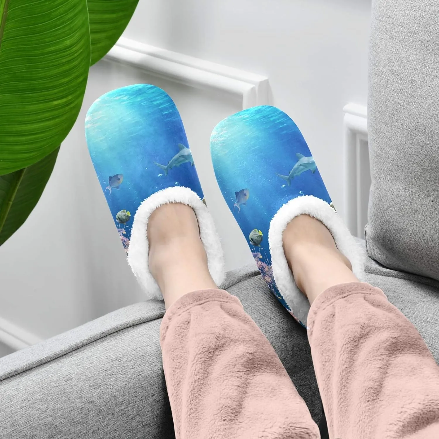 Unisex Fuzzy House Slippers Memory Foam Warm Slip Shoes Fur Lining M-XXL
