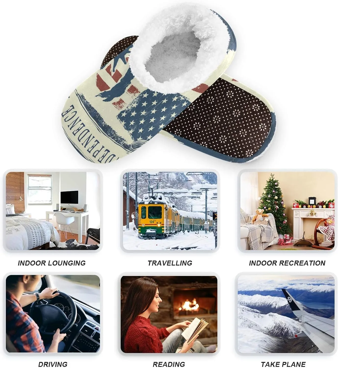 Unisex Fuzzy House Slippers Memory Foam Warm Slip Shoes Fur Lining M-XXL