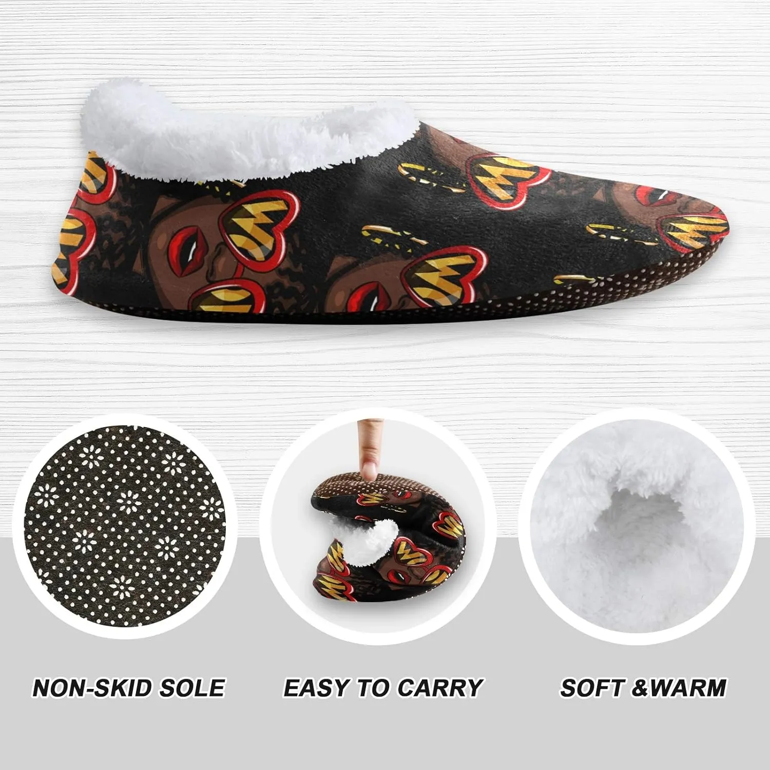 Unisex Fuzzy House Slippers Memory Foam Warm Slip Shoes Fur Lining M-XXL