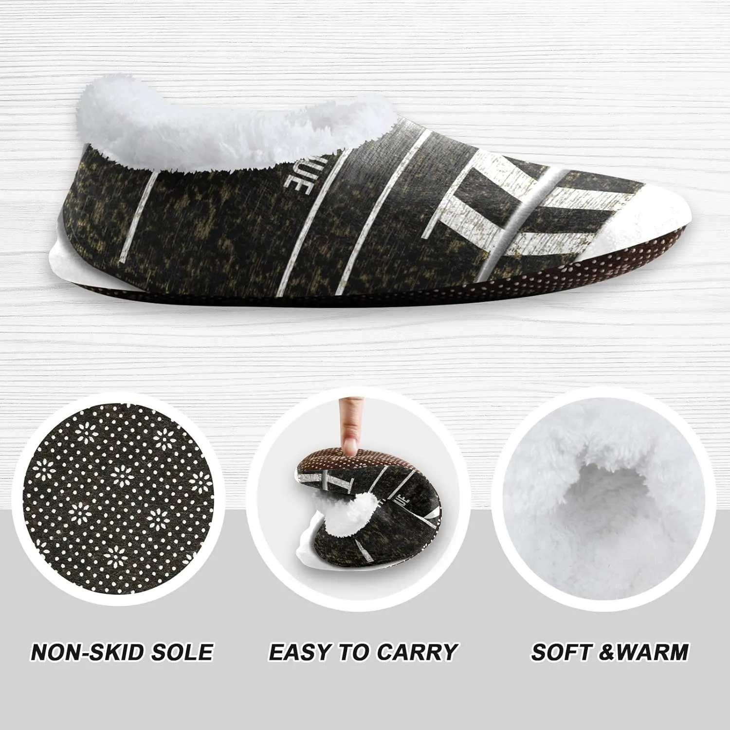 Unisex Fuzzy House Slippers Memory Foam Warm Slip Shoes Fur Lining M-XXL
