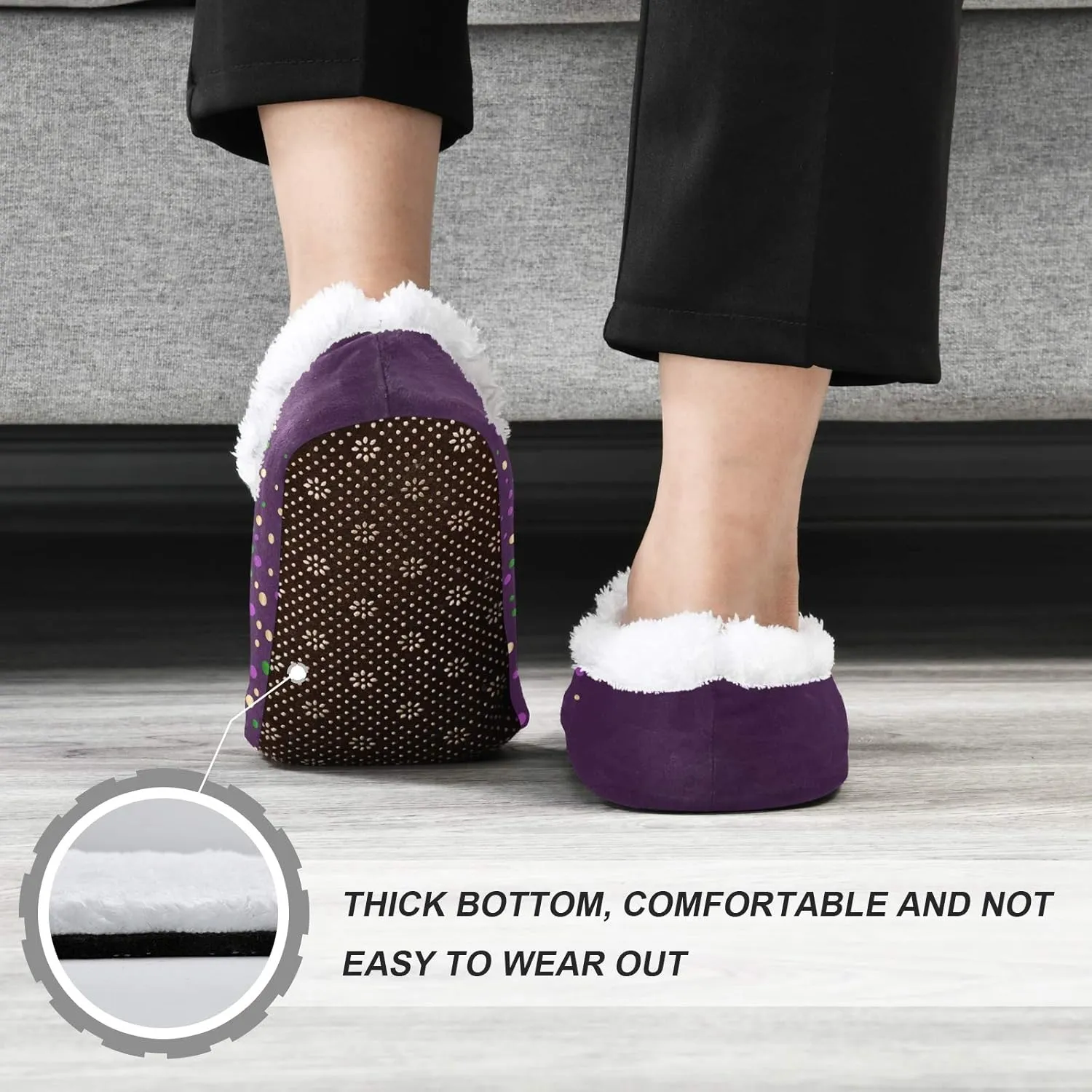 Unisex Fuzzy House Slippers Memory Foam Warm Slip Shoes Fur Lining M-XXL