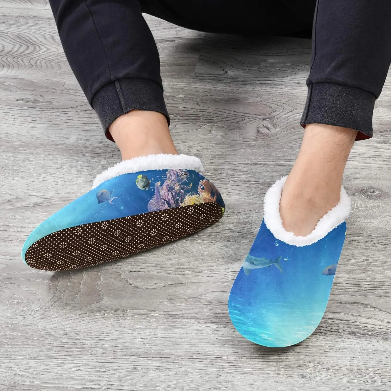 Unisex Fuzzy House Slippers Memory Foam Warm Slip Shoes Fur Lining M-XXL