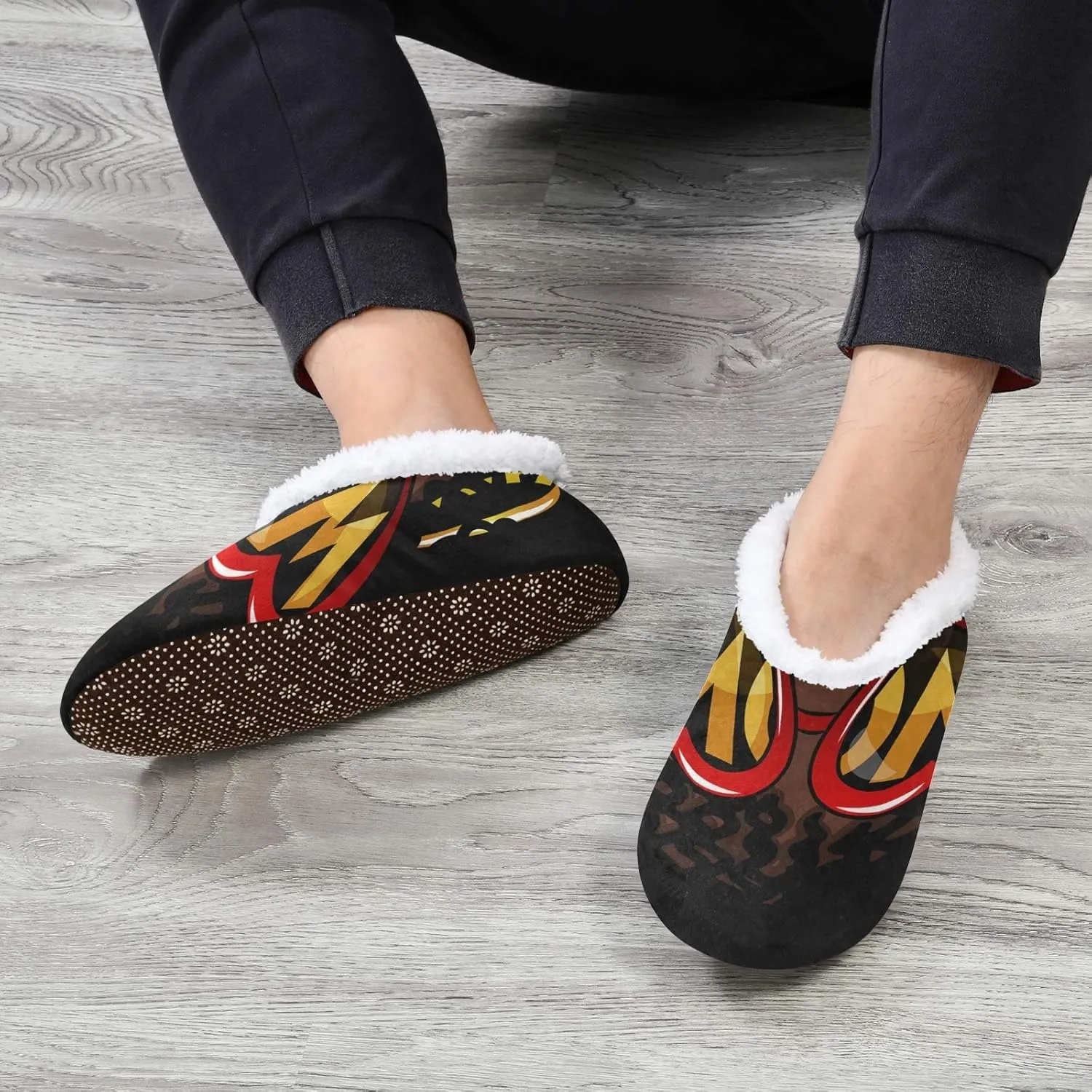 Unisex Fuzzy House Slippers Memory Foam Warm Slip Shoes Fur Lining M-XXL