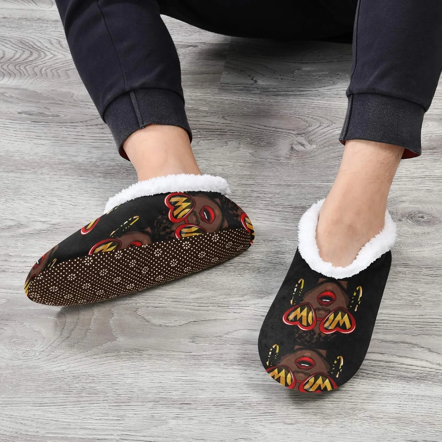 Unisex Fuzzy House Slippers Memory Foam Warm Slip Shoes Fur Lining M-XXL