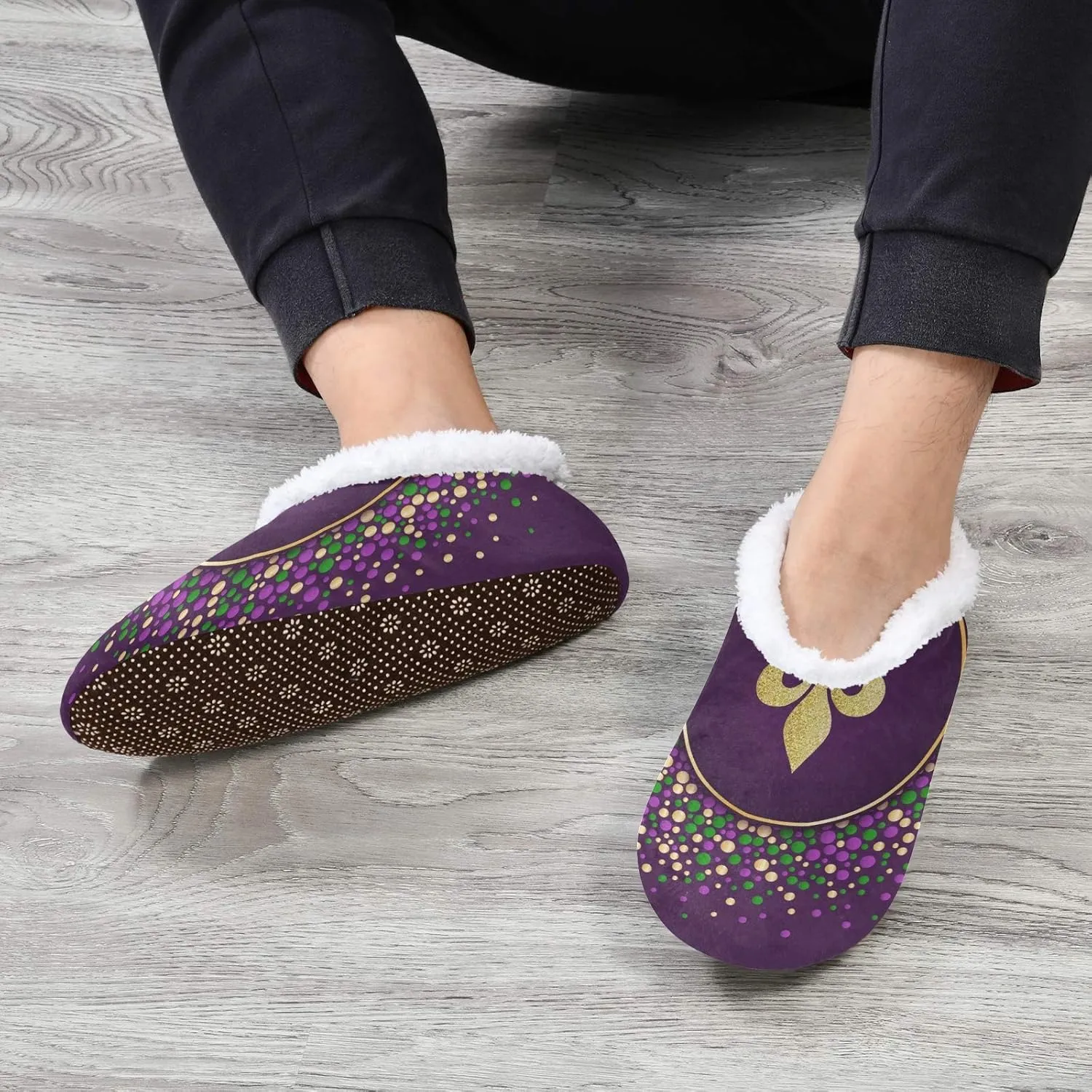 Unisex Fuzzy House Slippers Memory Foam Warm Slip Shoes Fur Lining M-XXL