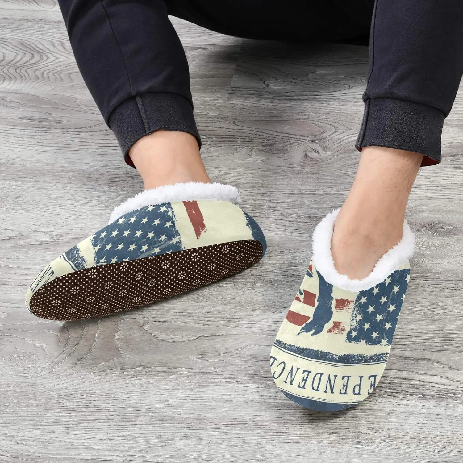 Unisex Fuzzy House Slippers Memory Foam Warm Slip Shoes Fur Lining M-XXL