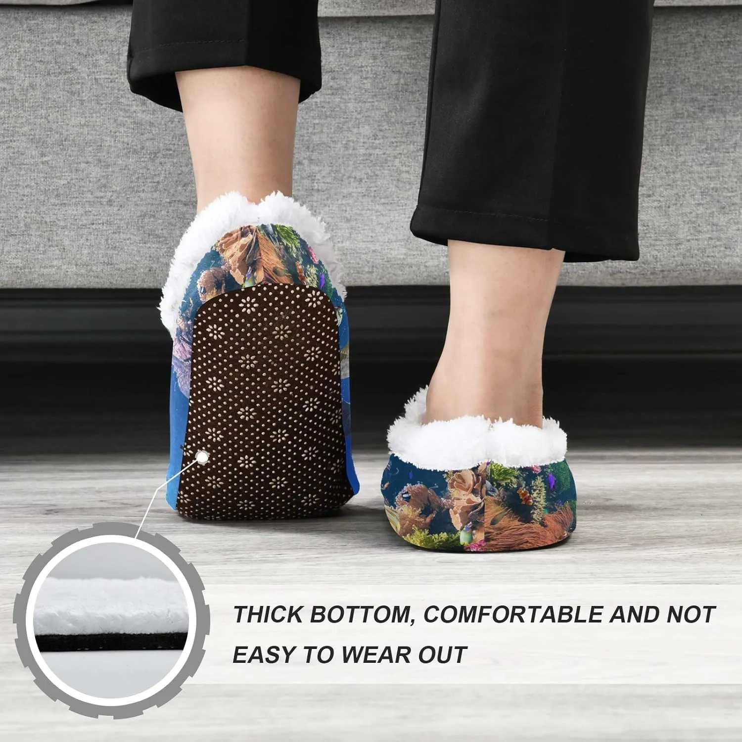 Unisex Fuzzy House Slippers Memory Foam Warm Slip Shoes Fur Lining M-XXL