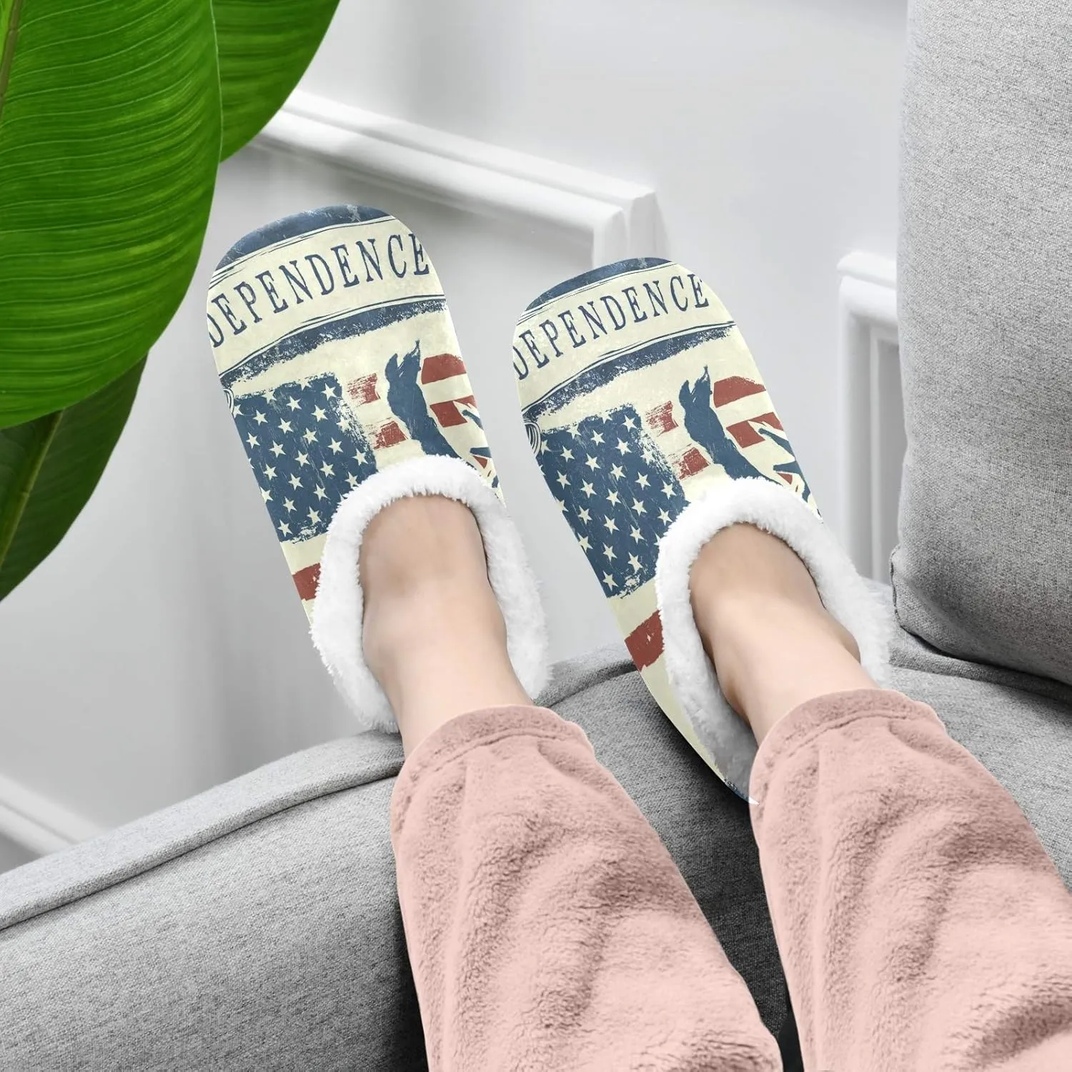 Unisex Fuzzy House Slippers Memory Foam Warm Slip Shoes Fur Lining M-XXL