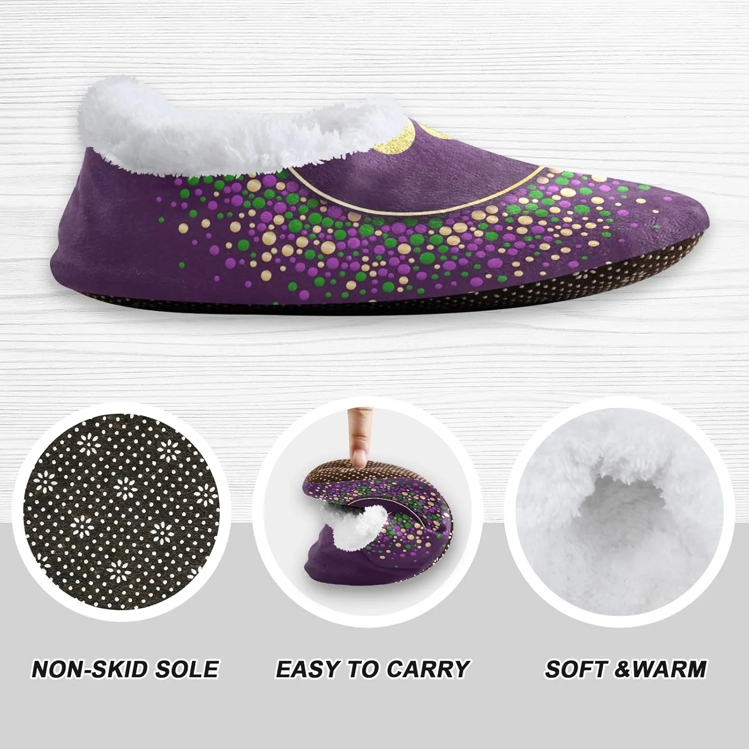 Unisex Fuzzy House Slippers Memory Foam Warm Slip Shoes Fur Lining M-XXL