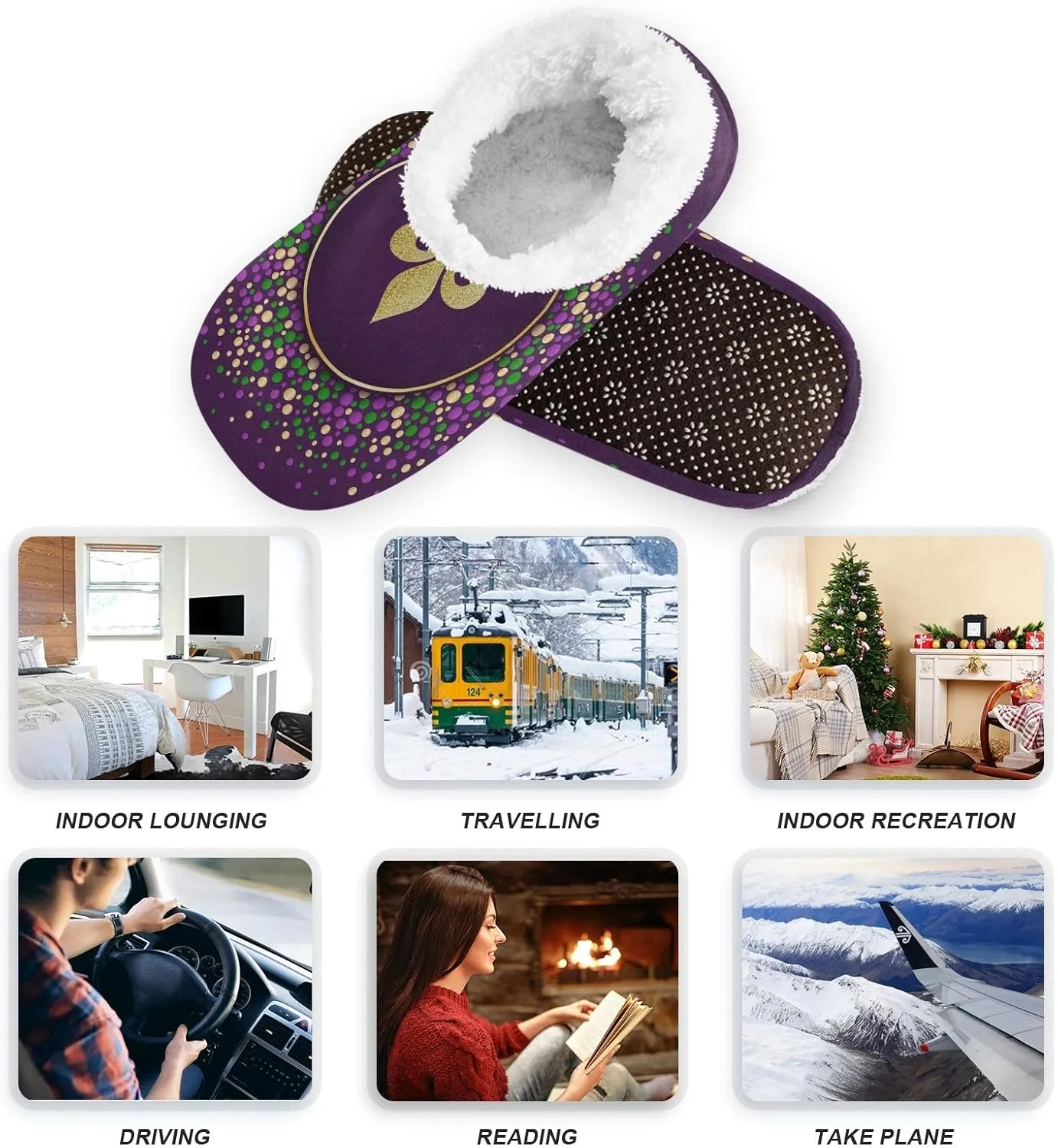 Unisex Fuzzy House Slippers Memory Foam Warm Slip Shoes Fur Lining M-XXL