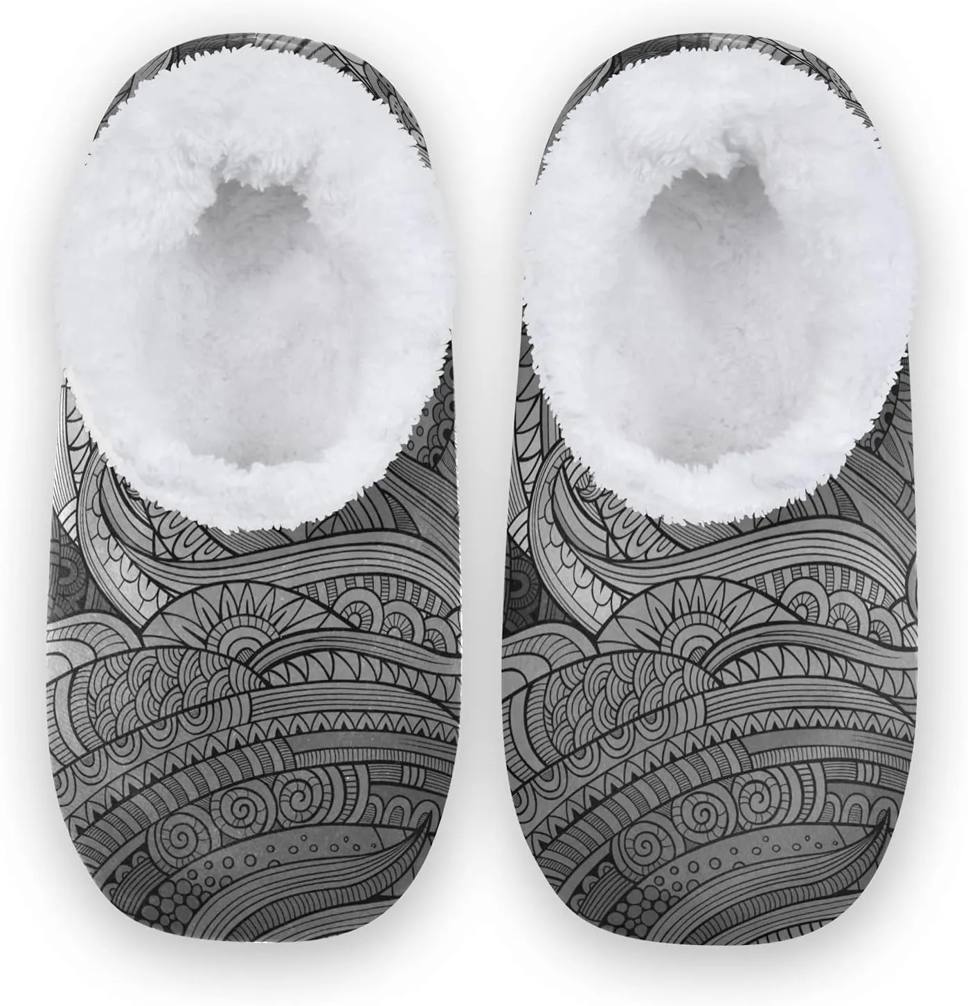 Unisex Fuzzy House Slippers, Warm Fur Lining Shoes, Non-Slip Memory Foam Slippers M-XXL