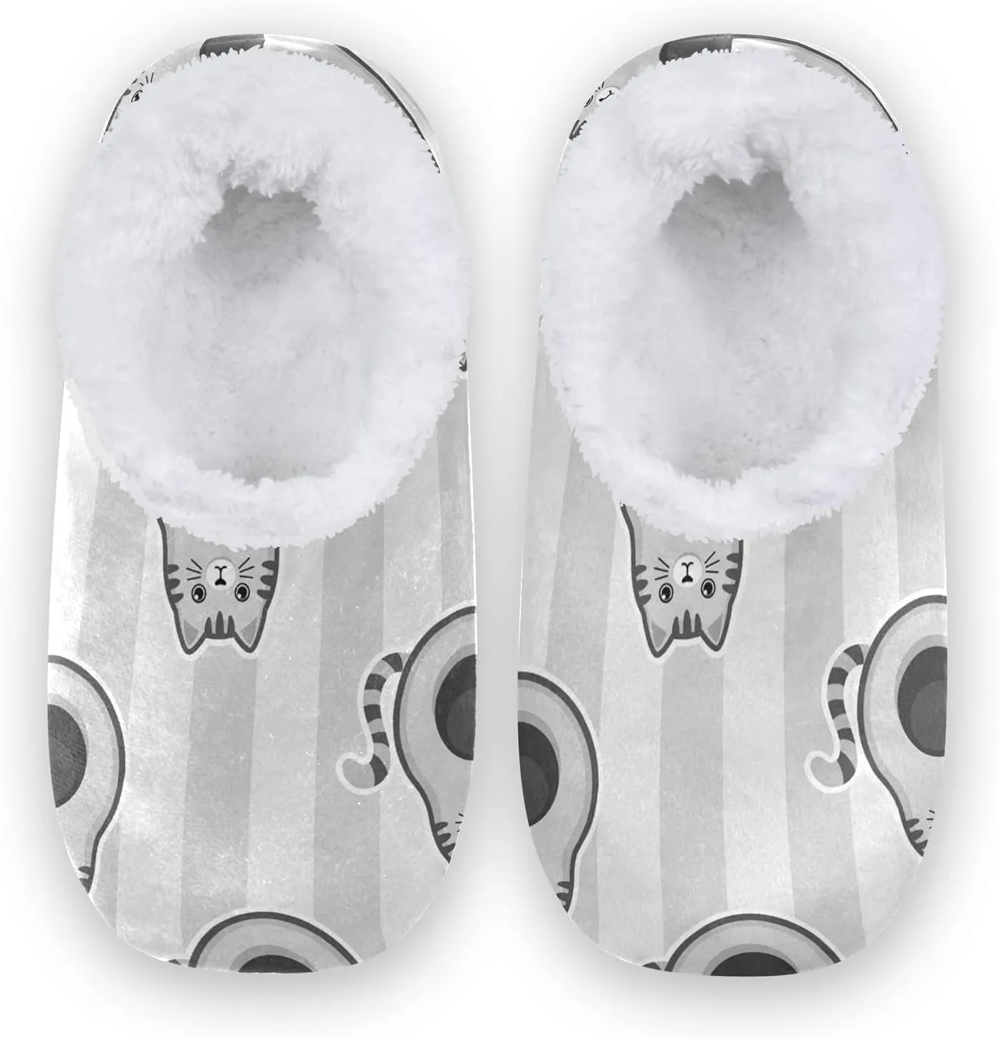 Unisex Fuzzy House Slippers, Warm Fur Lining Shoes, Non-Slip Memory Foam Slippers M-XXL