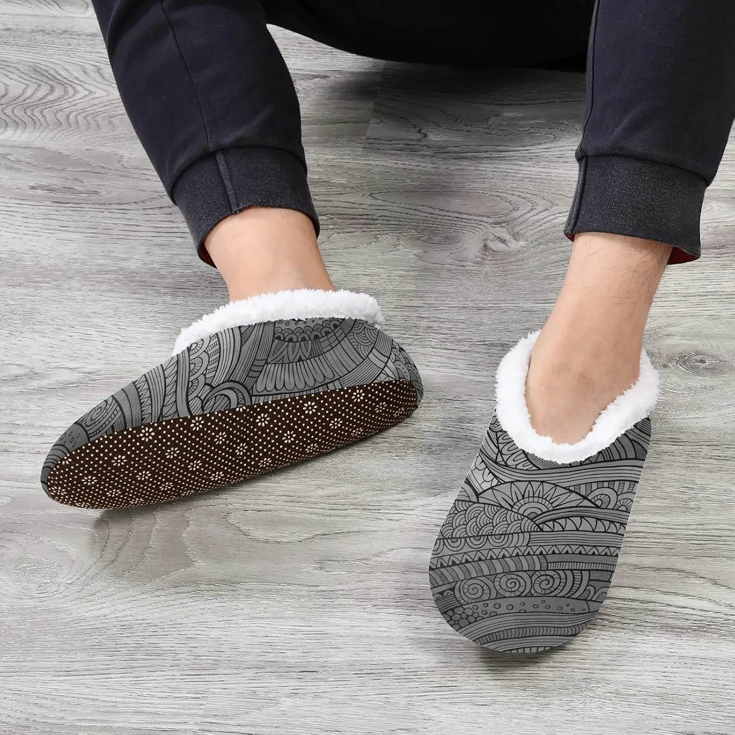 Unisex Fuzzy House Slippers, Warm Fur Lining Shoes, Non-Slip Memory Foam Slippers M-XXL