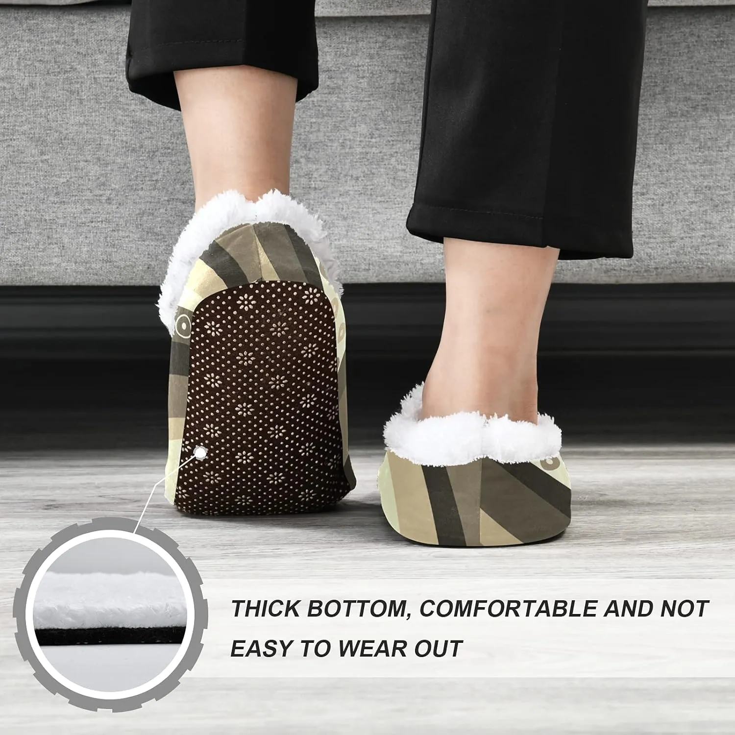 Unisex Fuzzy House Slippers, Warm Fur Lining Shoes, Non-Slip Memory Foam Slippers M-XXL