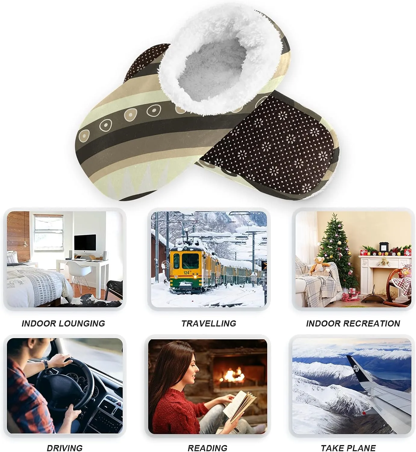Unisex Fuzzy House Slippers, Warm Fur Lining Shoes, Non-Slip Memory Foam Slippers M-XXL