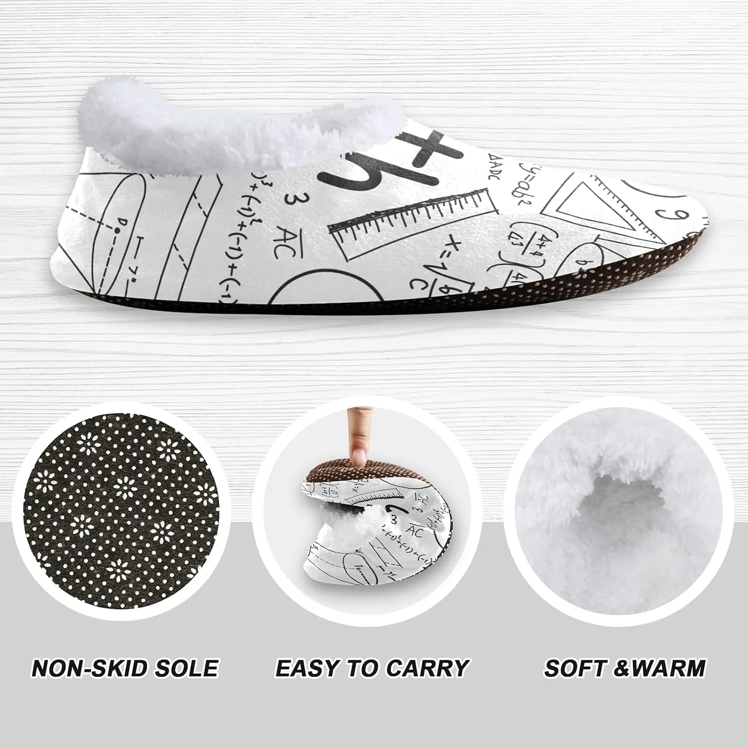 Unisex Fuzzy House Slippers, Warm Fur Lining Shoes, Non-Slip Memory Foam Slippers M-XXL