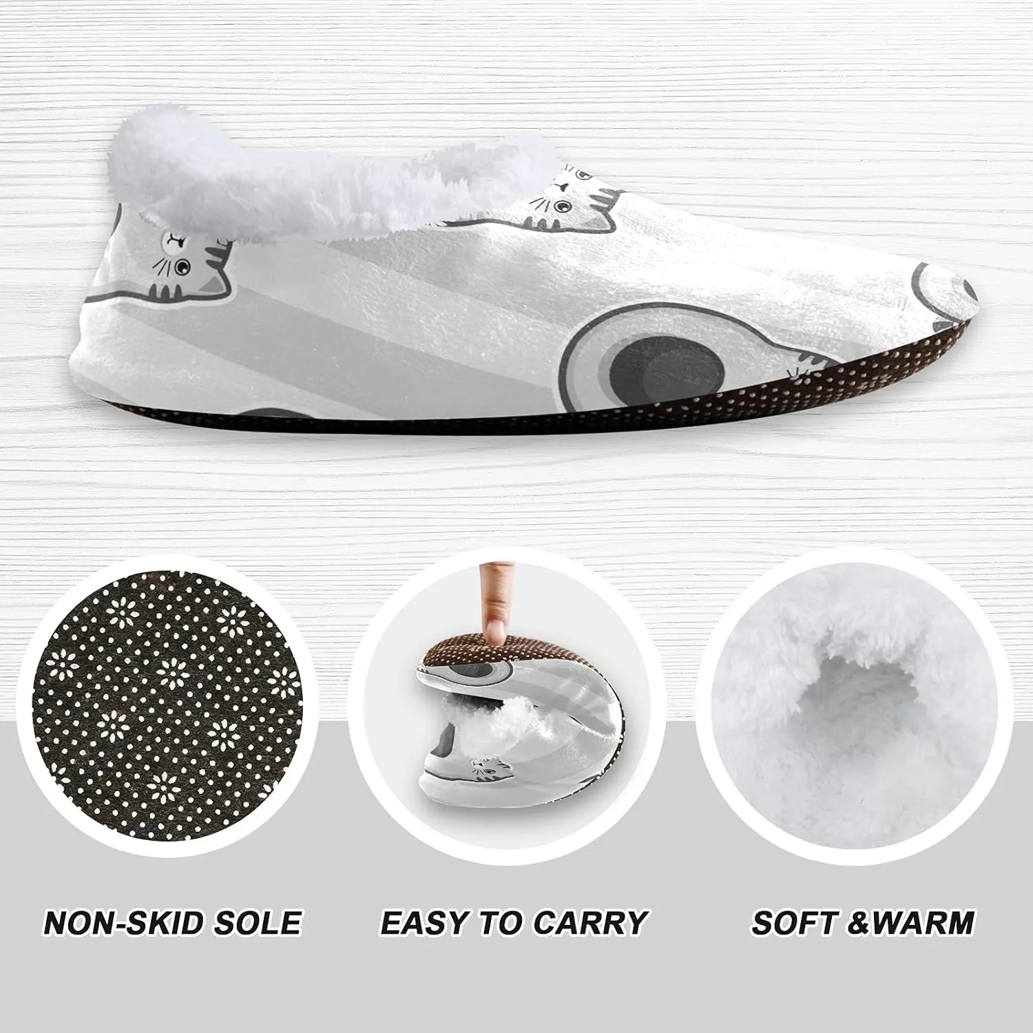 Unisex Fuzzy House Slippers, Warm Fur Lining Shoes, Non-Slip Memory Foam Slippers M-XXL