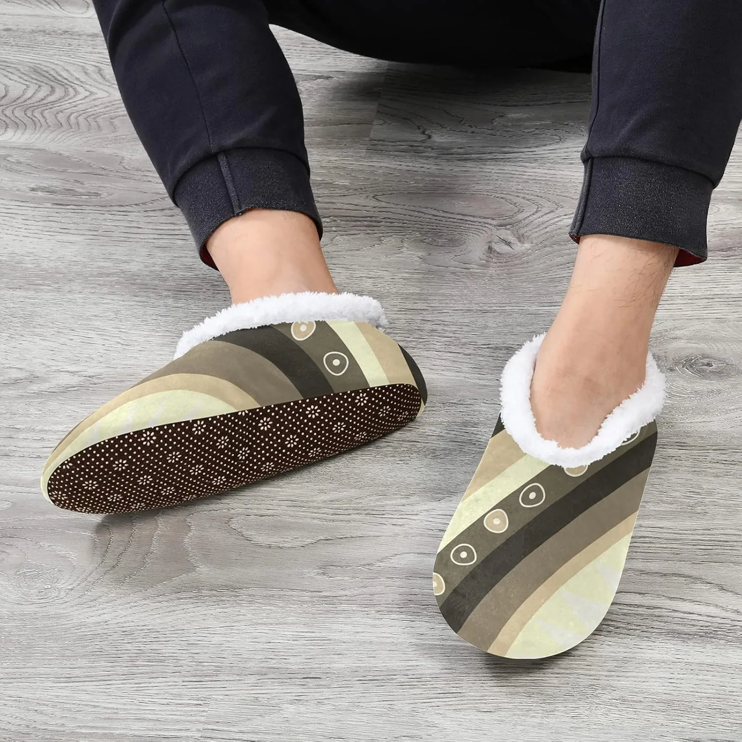 Unisex Fuzzy House Slippers, Warm Fur Lining Shoes, Non-Slip Memory Foam Slippers M-XXL
