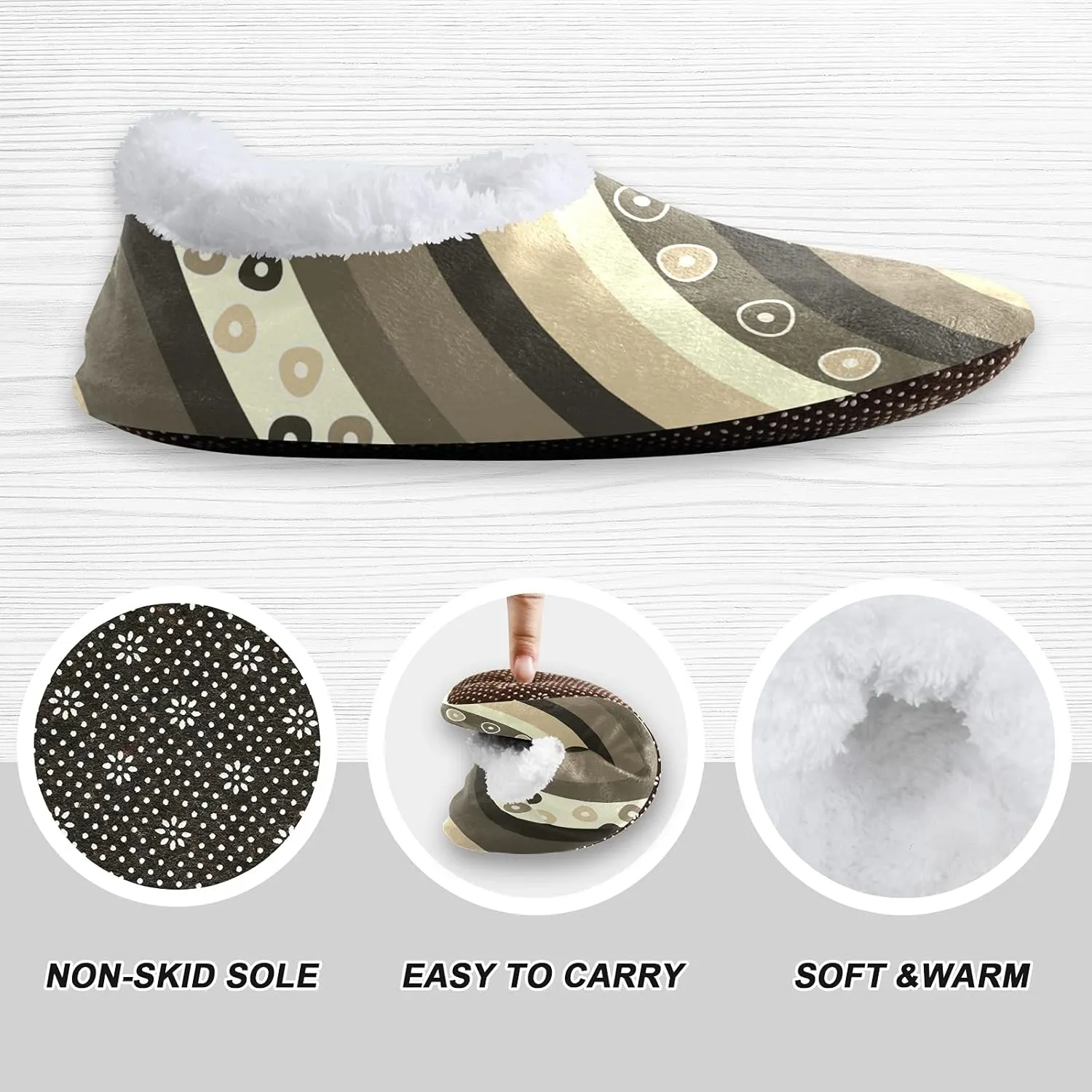 Unisex Fuzzy House Slippers, Warm Fur Lining Shoes, Non-Slip Memory Foam Slippers M-XXL