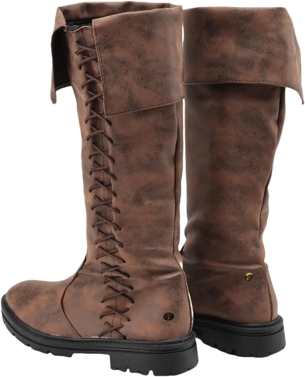 Unsex Retro Medieval Renaissance Pull On Boots Mid Calf Gothic Boots Halloween Cosplay Cuff Shoes