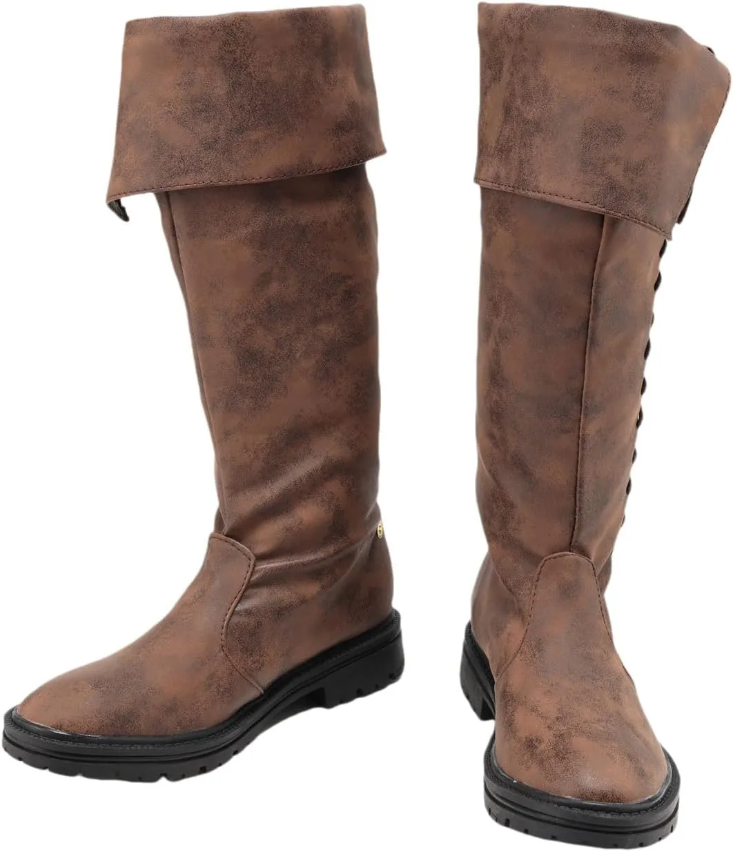 Unsex Retro Medieval Renaissance Pull On Boots Mid Calf Gothic Boots Halloween Cosplay Cuff Shoes
