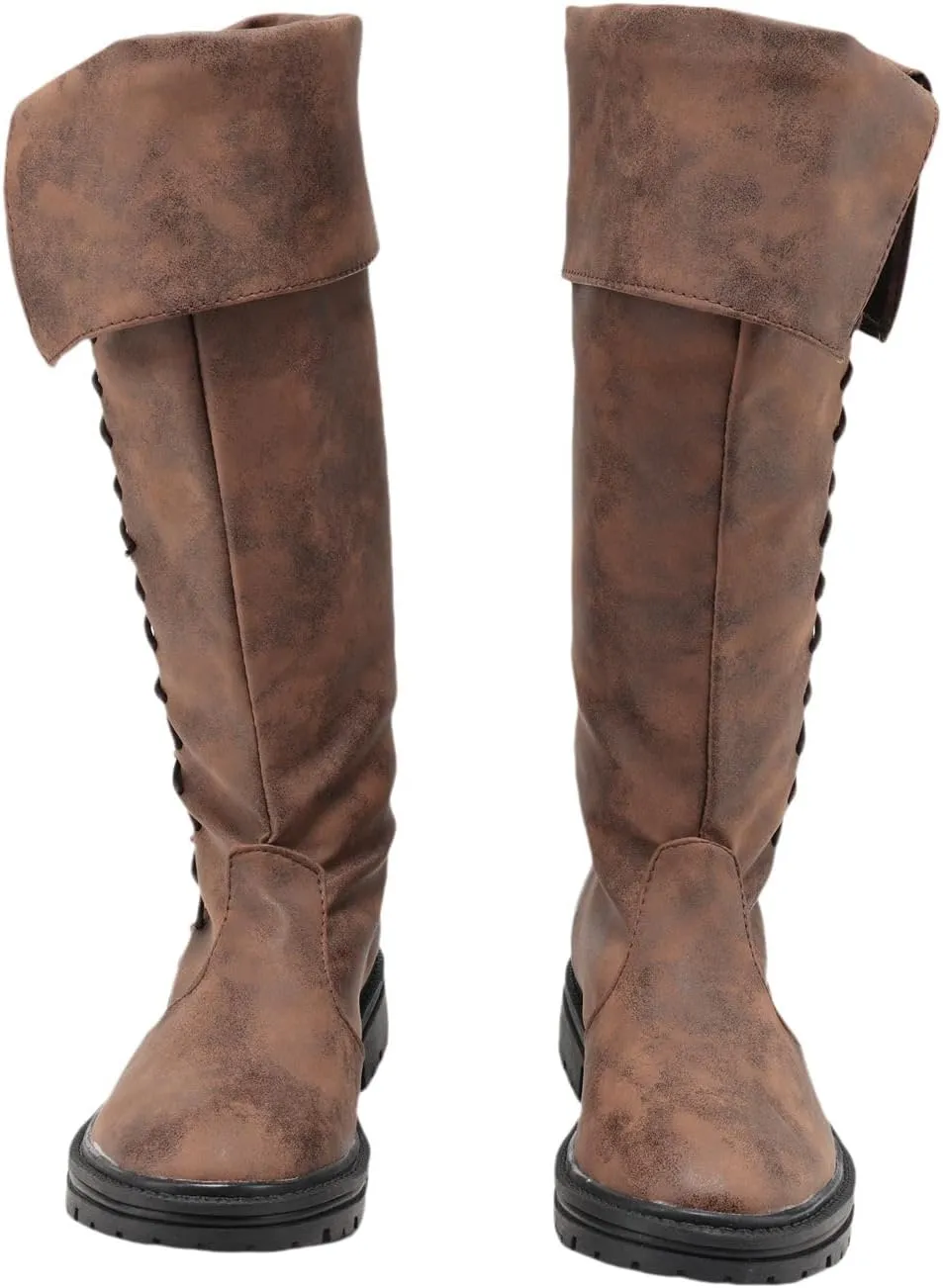Unsex Retro Medieval Renaissance Pull On Boots Mid Calf Gothic Boots Halloween Cosplay Cuff Shoes