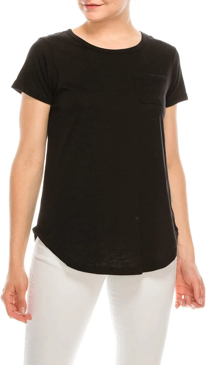 Urban Diction T-Shirts Pack of 4 Women's V-Neck Shirt Loose Essential Solid Colors Basic Scoop Neck Tees 4 Pack Womens Tops