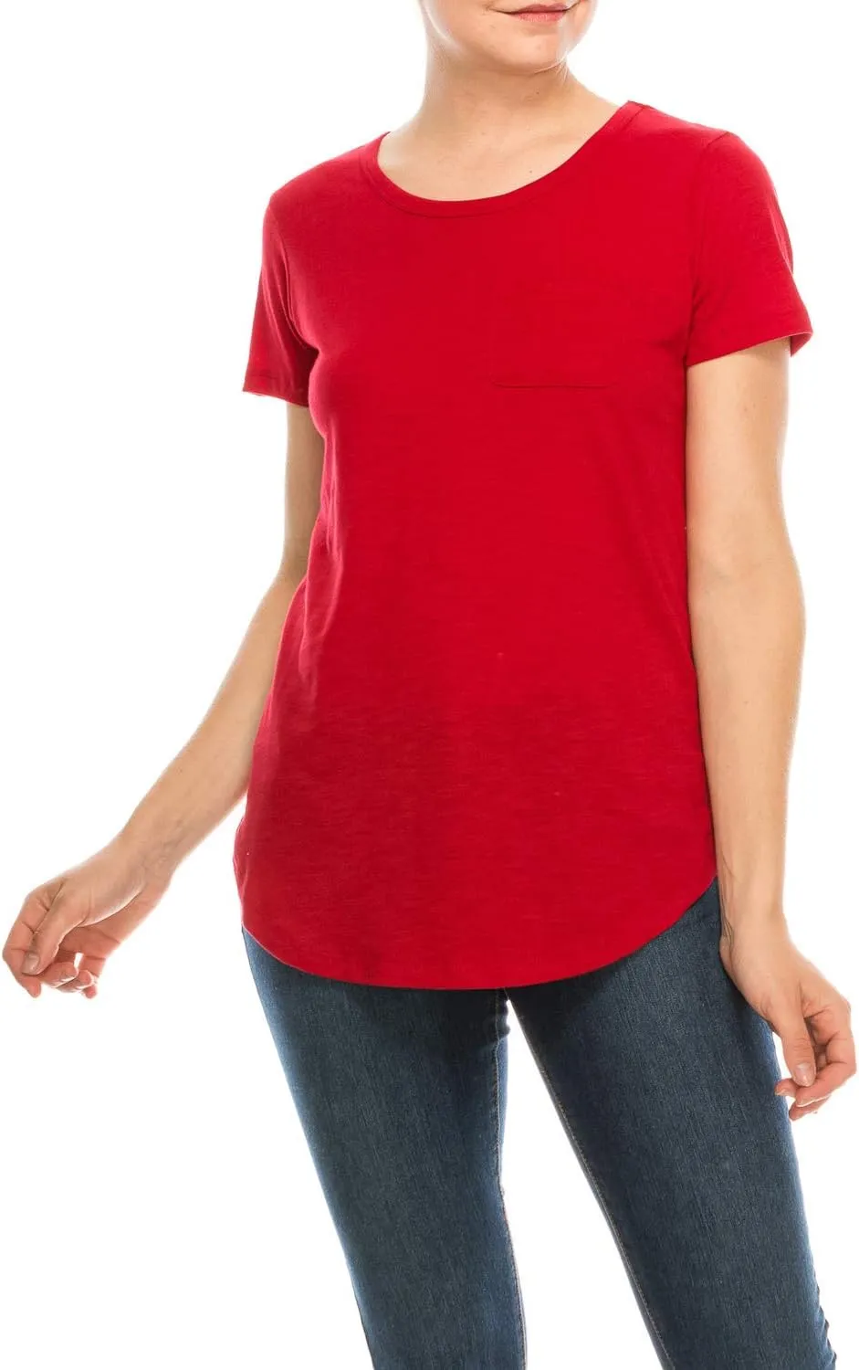 Urban Diction T-Shirts Pack of 4 Women's V-Neck Shirt Loose Essential Solid Colors Basic Scoop Neck Tees 4 Pack Womens Tops