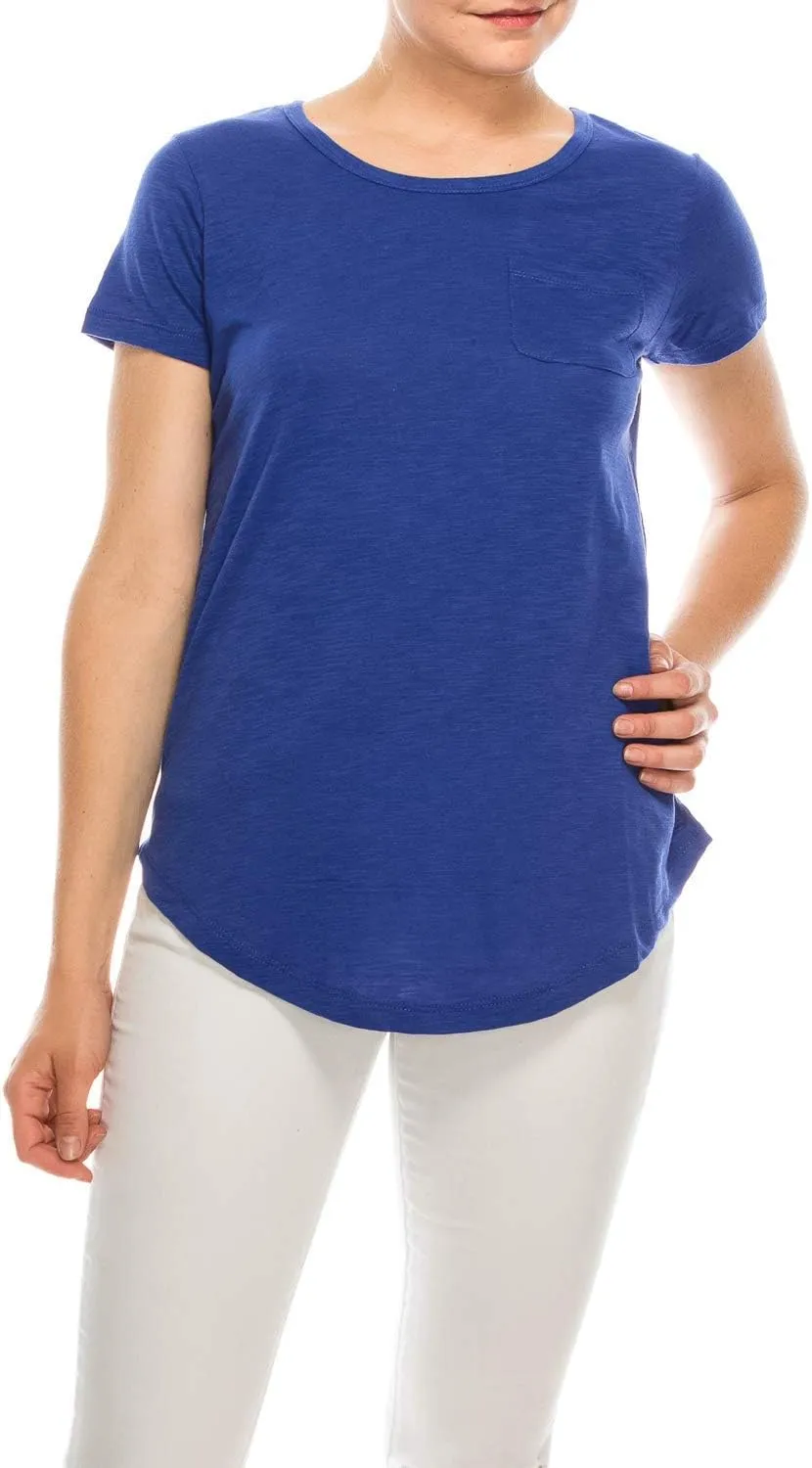 Urban Diction T-Shirts Pack of 4 Women's V-Neck Shirt Loose Essential Solid Colors Basic Scoop Neck Tees 4 Pack Womens Tops