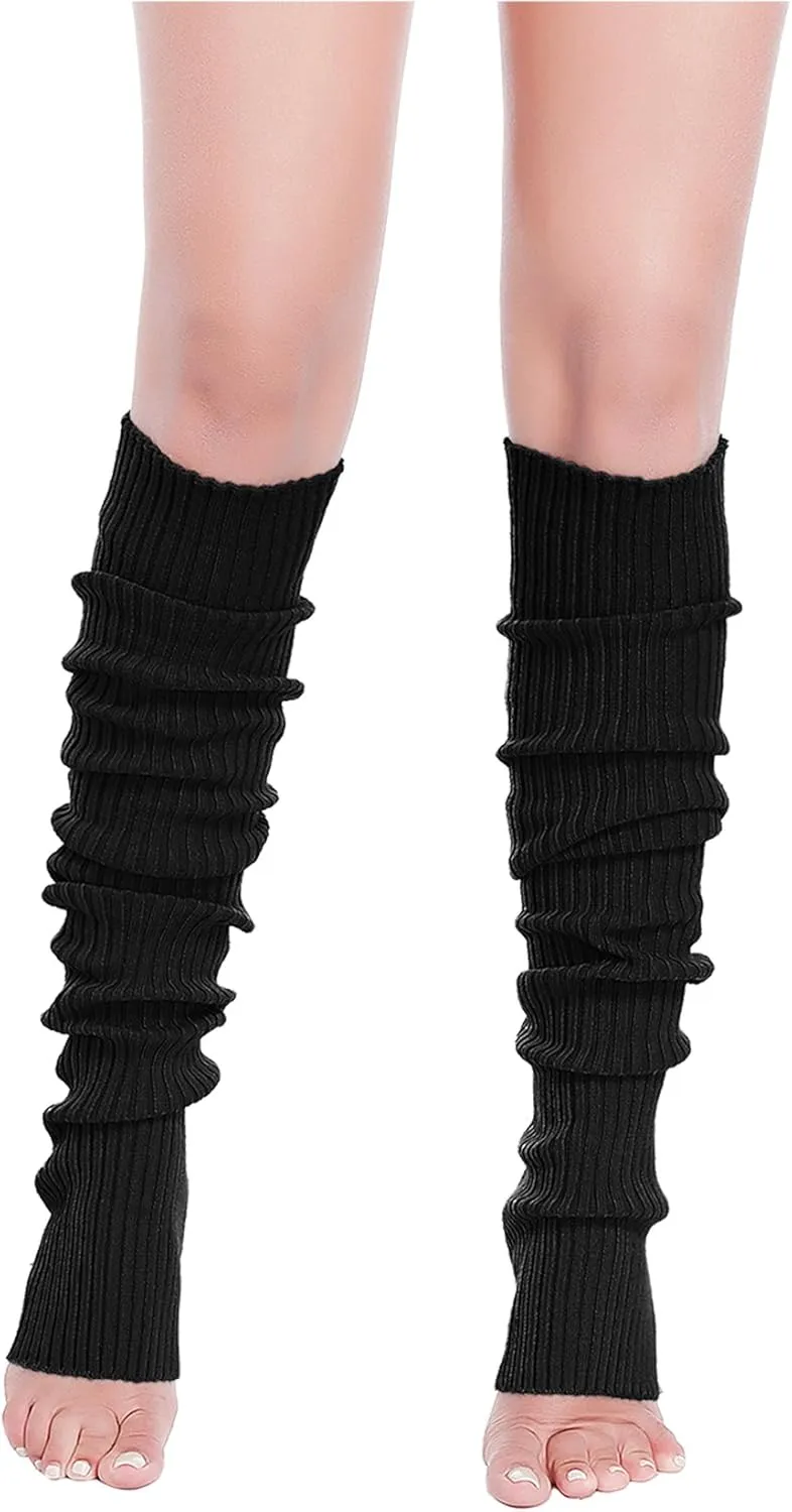 v28 Long Leg Warmer, Women’s Men 80s Party Ribbed Knit Dance Sports