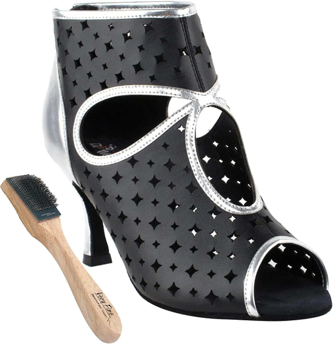 Very Fine Women's Salsa Ballroom Tango Dance Shoes CD3022 Bundle with Shoe Brush 3"