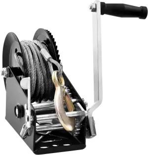 VEVOR Hand Winch, 3500 lbs Pulling Capacity, Boat Trailer Winch Heavy Duty Rope Crank with 33 ft Steel Wire Cable and Two-Way Ratchet, Manual Operated Hand Crank Winch for Trailer, Boat or ATV Towing