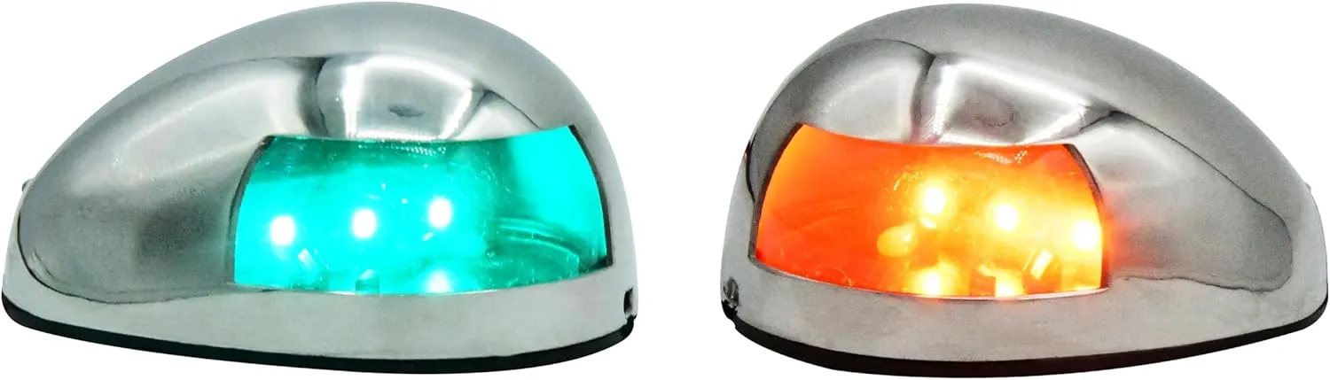 Vinland Marine LED Navigation Lights, 304 Stainless Steel 3.2" x 2.4", LED Marine Running Lights for Boats, Green & Red Navigation Light, Bow Lights for Boats LED Boat Navigation Lights