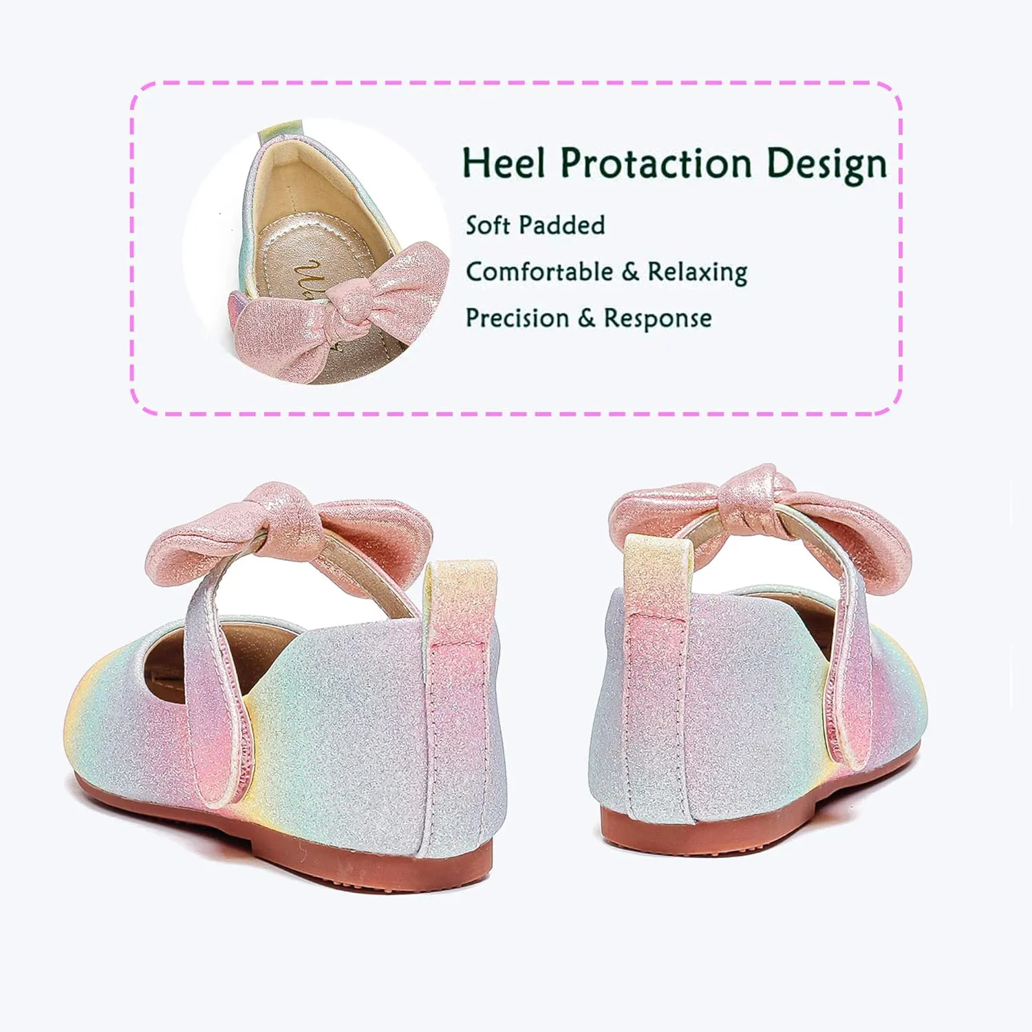 Walofou Flower Girls Wedding Party Princess Shoes Flats for Kid Toddler