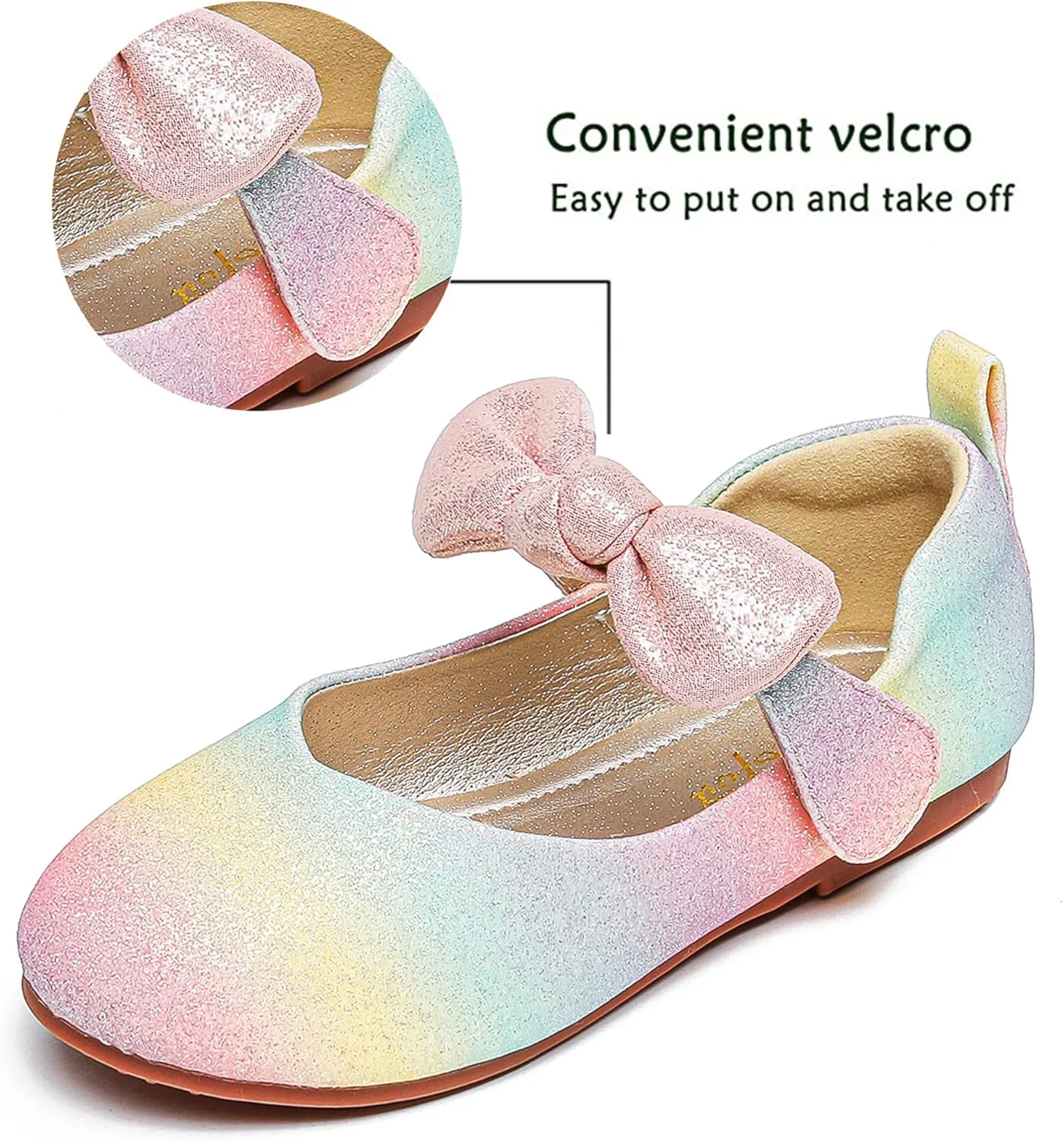 Walofou Flower Girls Wedding Party Princess Shoes Flats for Kid Toddler