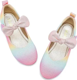 Walofou Flower Girls Wedding Party Princess Shoes Flats for Kid Toddler