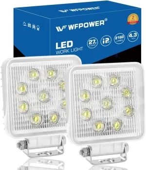WFPOWER Boat Light 2 Pack, LED Marine Spotlights Waterproof, Deck Dock Flood Light Work Light for Boat Accessories Pontoon Fishing Truck SUV Off-road 12V Square White