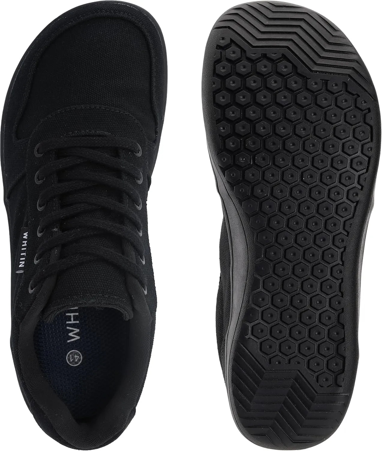 WHITIN Men's Wide Barefoot Shoes | Stylish Canvas Minimalist Sneakers | Zero Drop Sole