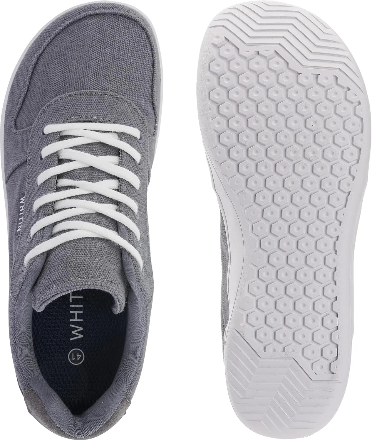 WHITIN Men's Wide Barefoot Shoes | Stylish Canvas Minimalist Sneakers | Zero Drop Sole