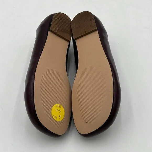 Wine Round Toe Lace Up Flats Comfy Ballet Flats Buckled Lady Girls Office Shoes