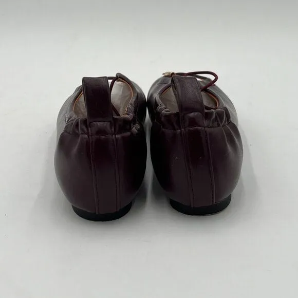 Wine Round Toe Lace Up Flats Comfy Ballet Flats Buckled Lady Girls Office Shoes