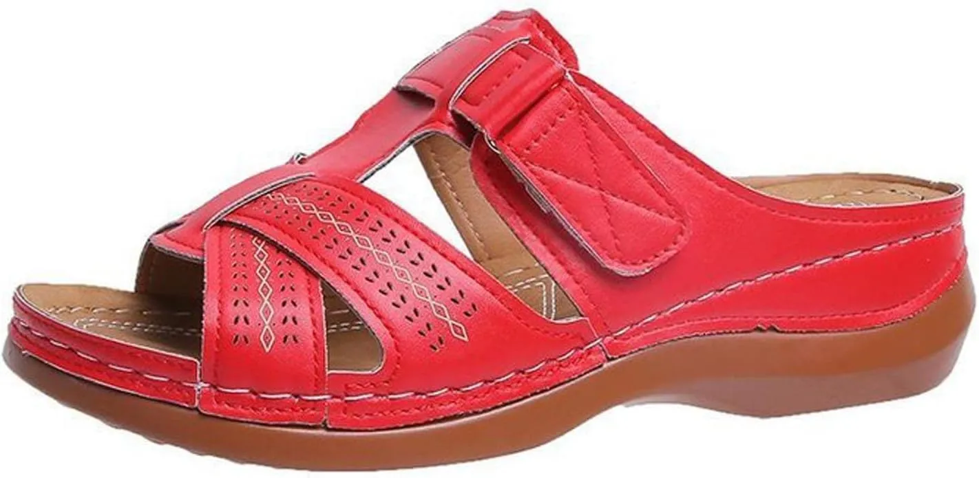 Women Wedge Arch Support Slides Summer Comfort Slip on Sandals Casual Non-Slip Slide Sandal Flat Slippers