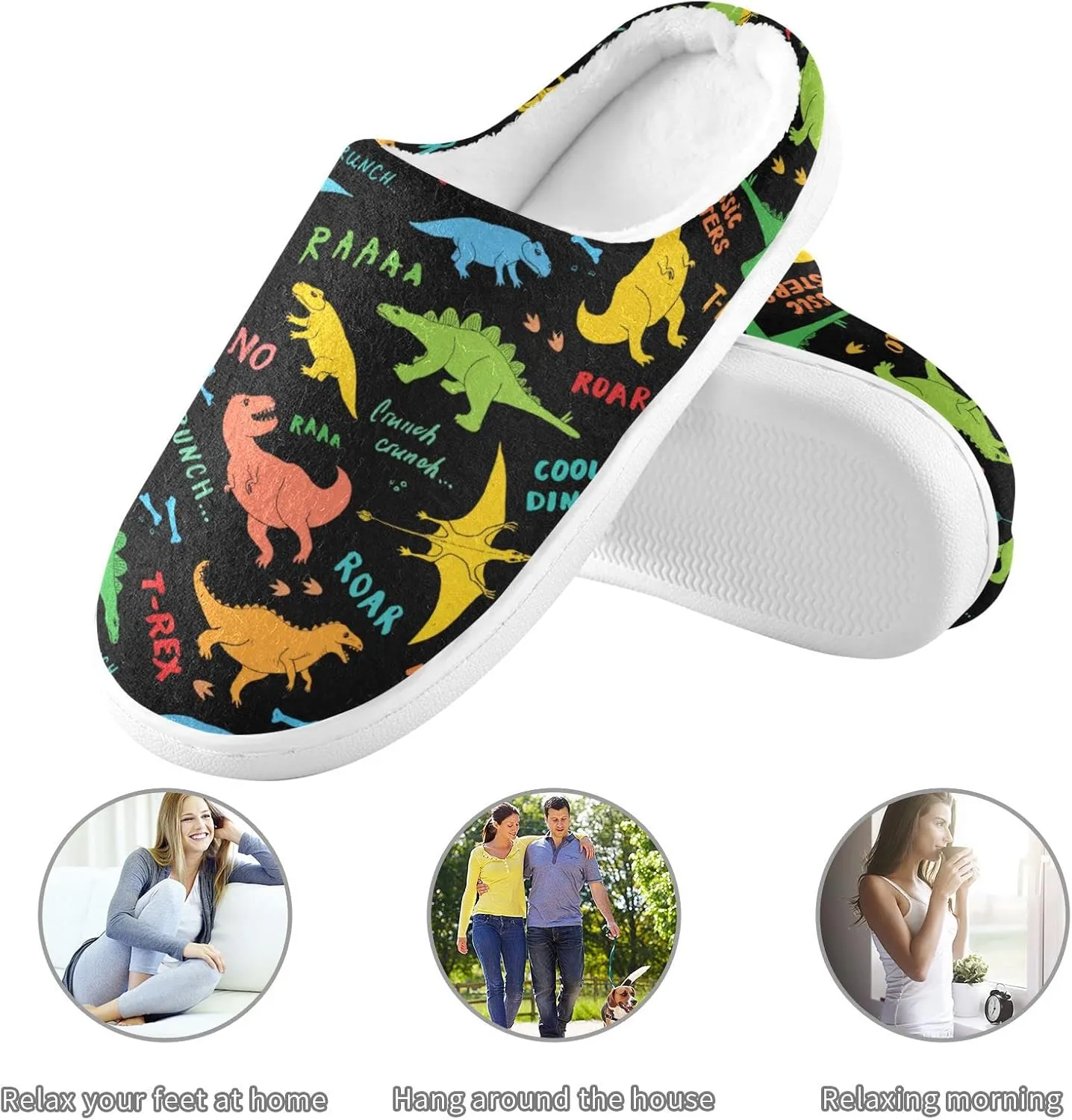 Women's and Men's Fuzzy House Slippers Cozy Memory Foam Slippers Indoor Outdoor Warm Nonslip Family Slippers