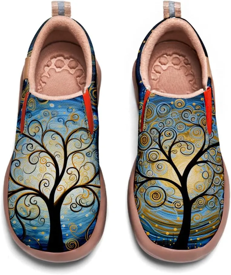 Women's Art Painted Travel Shoes Slip On Casual Leather Loafers Lightweight Comfort Fashion Sneaker