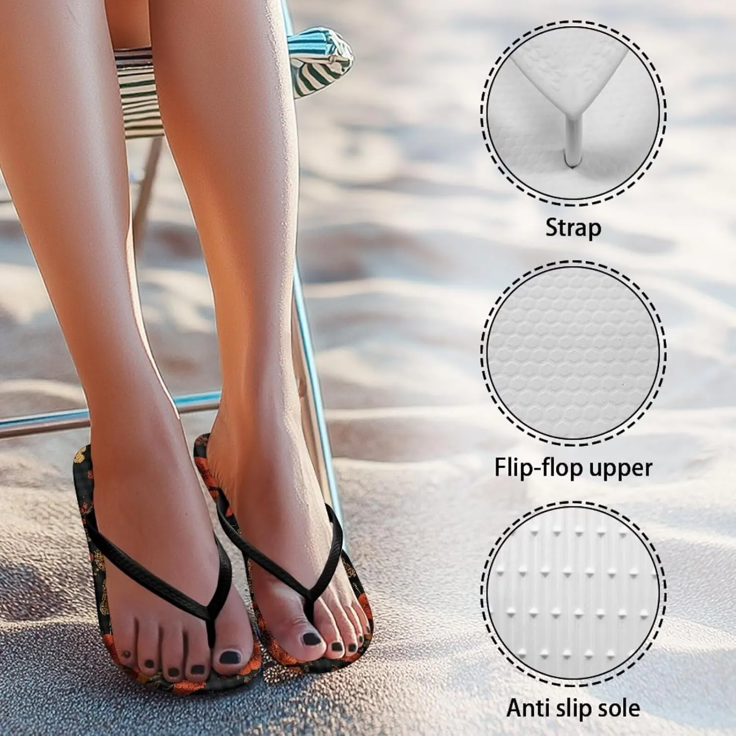 Women's Butterfly Dragonfly Flip Flop Thong Sandal Yoga Mat Comfortable Beach Pool Walking Slippers